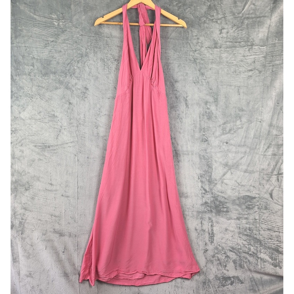 Womens Dress 8 Pink Halter Babydoll Y2K Midi Fairy Coquette Romantic Wedding